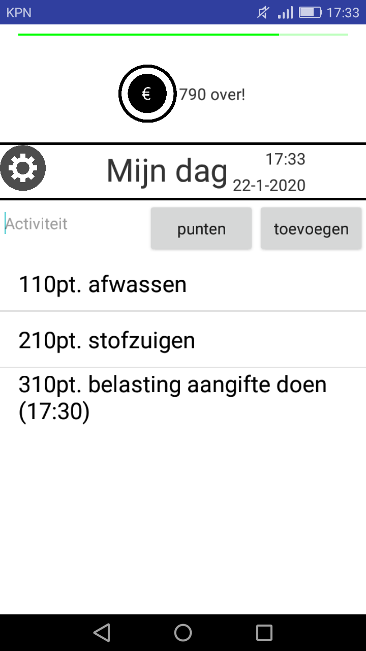 Screenshot van de app